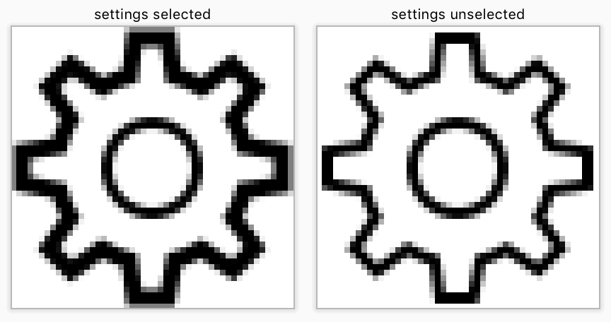 The selected and unselected icons